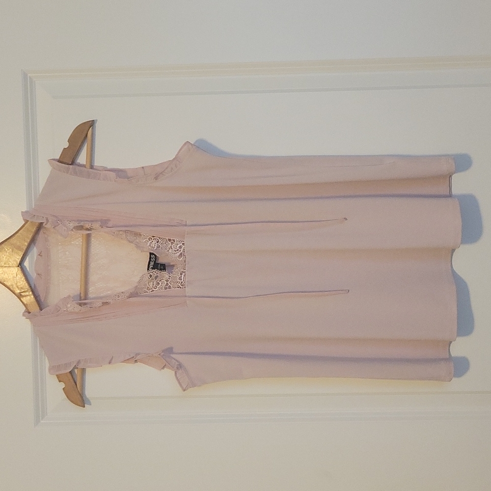 Express pink lace and ruffle top